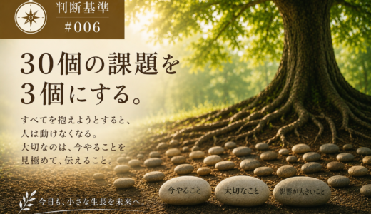 🧭 判断基準 #006｜30個の課題を3個にする。