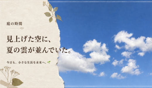 🌿 庭の時間｜今日の1枚 #011　見上げた空に、夏の雲が並んでいた。